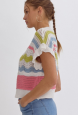Colorblock Crochet Knitted Top