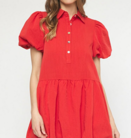 Red Bubble Hem Dress