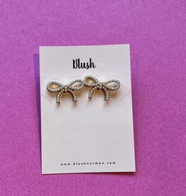 pearl bow stud earrings