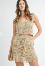 Knitted crochet mini skirt