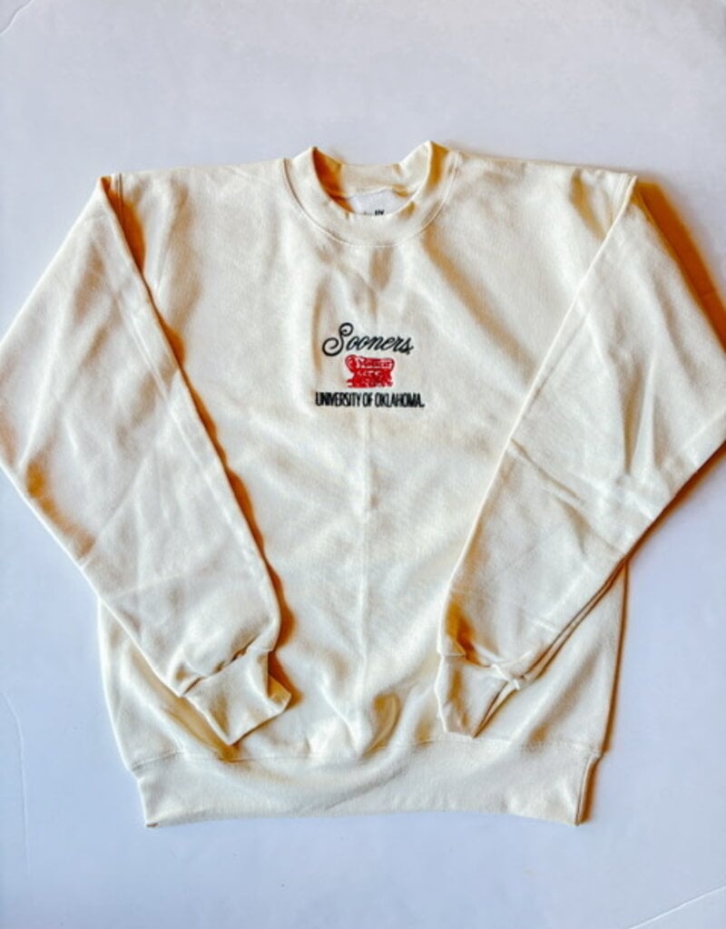 Embroidered Cream OU Schooner Sweatshirt