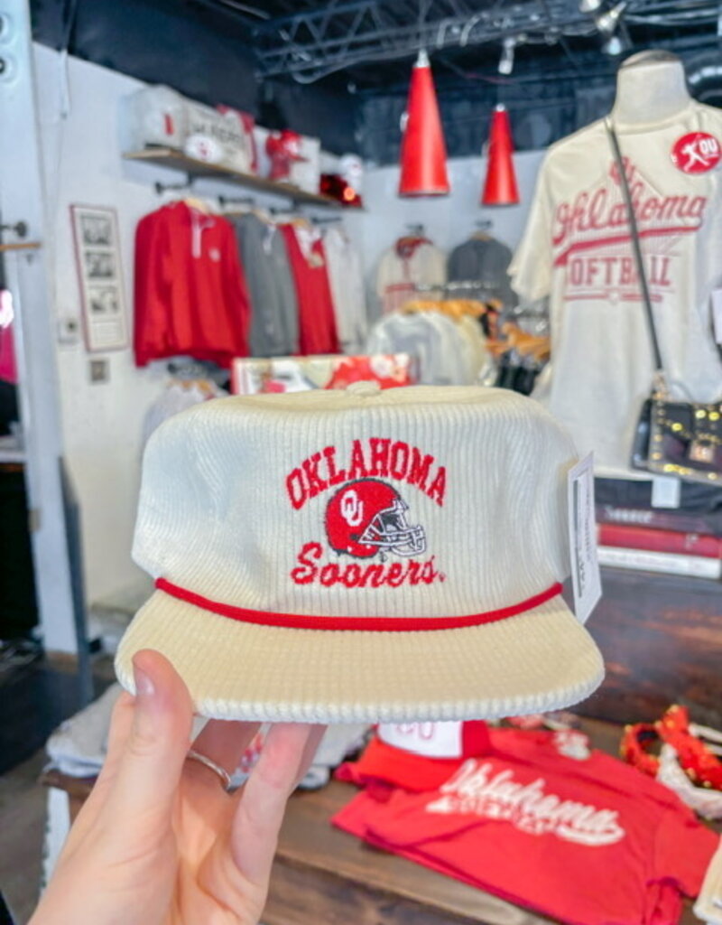 White Corduroy Oklahoma Sooners Hat