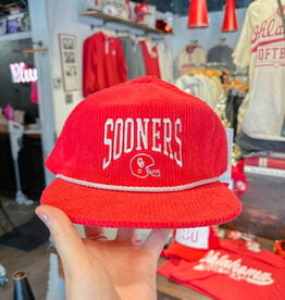 Red Corduroy Sooners Hat