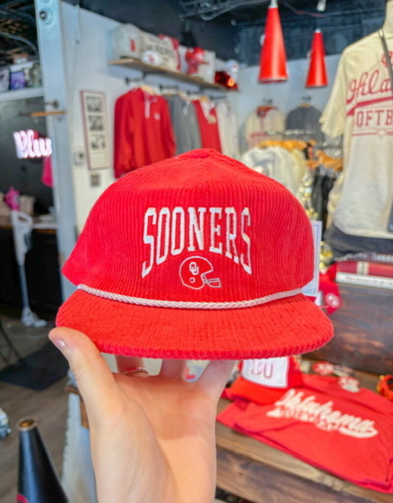 Red Corduroy Sooners Hat