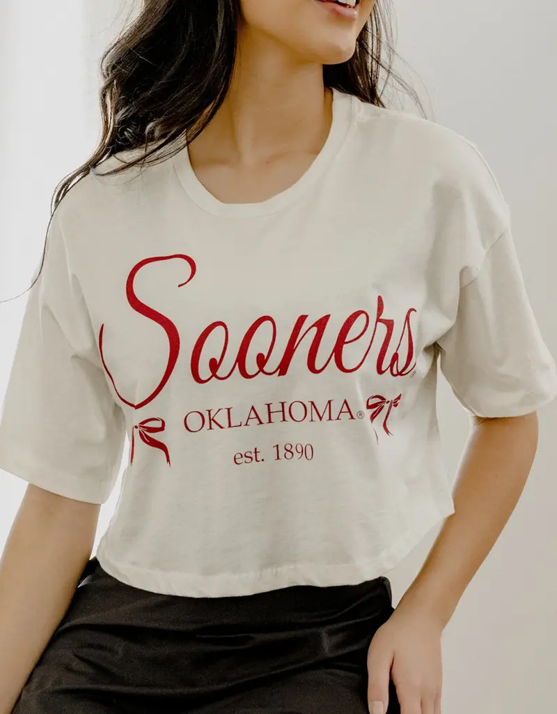 Off White Sooners Established Bows Cropped Tee