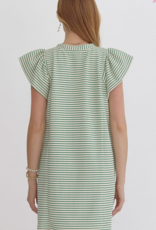 Green V-Neck Pocket Dress