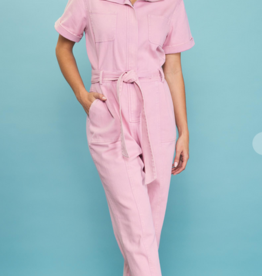 Blush Pink Denim Jumpsuit