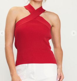 Red Crossed Neck Tank