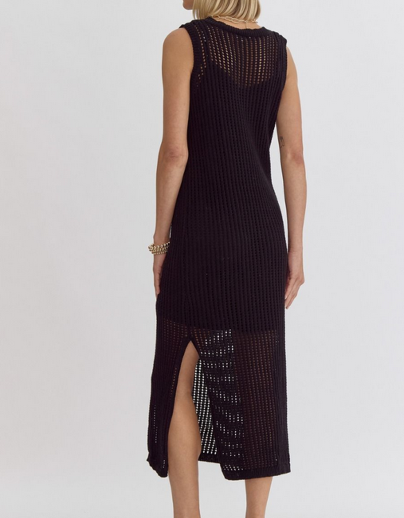 Black Crochet Long Dress