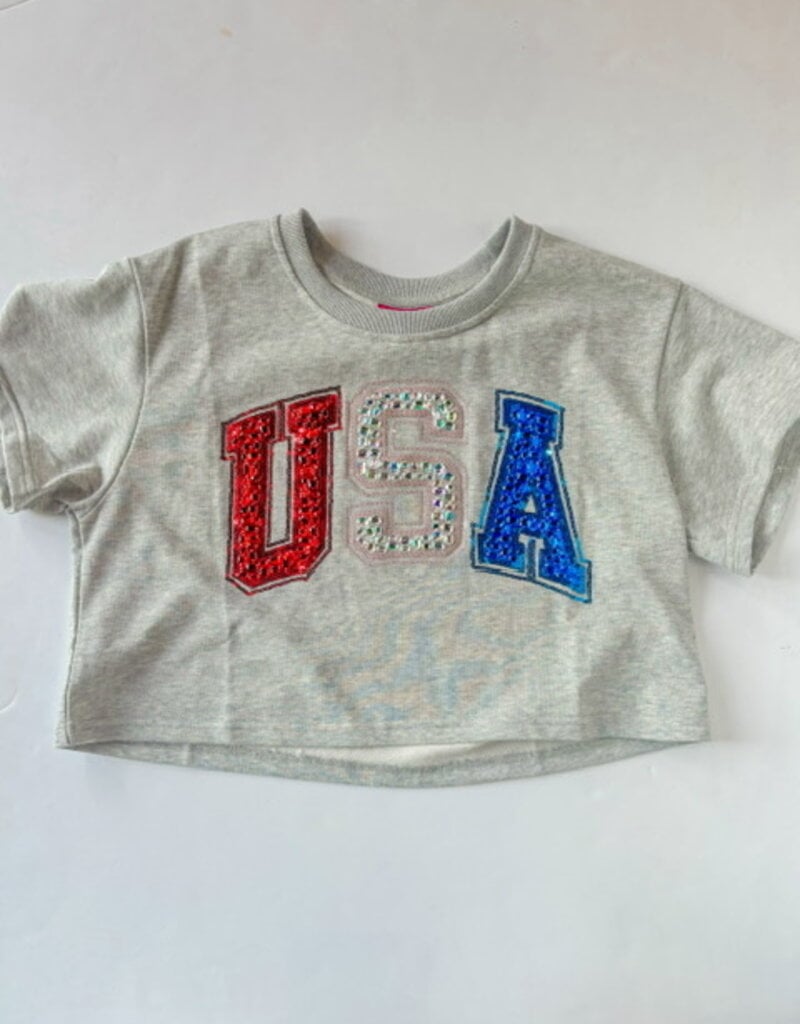 Grey Beaded USA Top