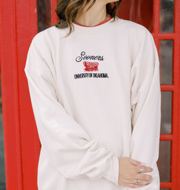 Embroidered Cream OU Schooner Sweatshirt