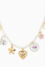 Feminine Ceramic Charm Pearl Chain Necklace