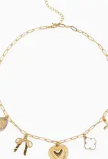 Heart Multi Gold Chunky Charm Necklace