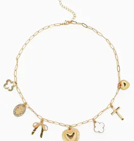 Heart Multi Gold Chunky Charm Necklace