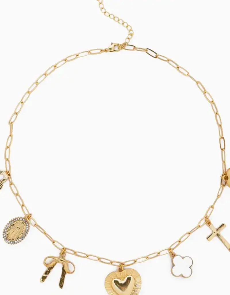 Heart Multi Gold Chunky Charm Necklace
