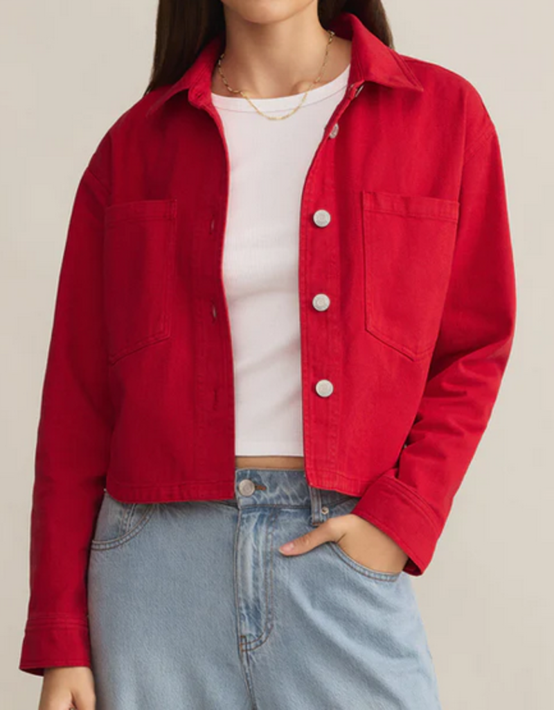 Cherry Cropped Jean Jacket