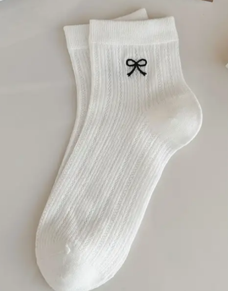 White Bow Ankle Sock