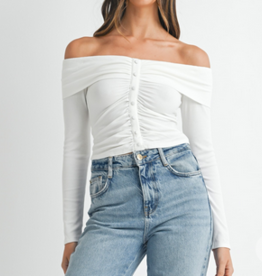 White off shoulder rib top