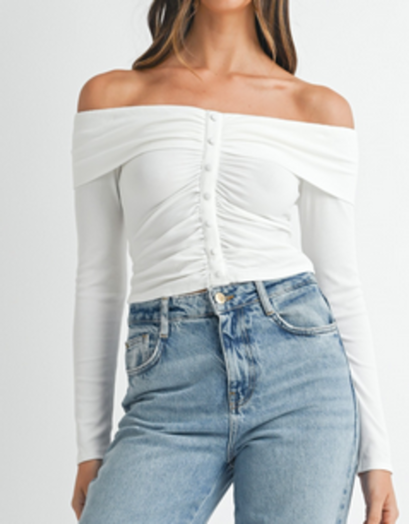 White off shoulder rib top