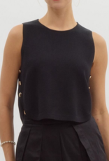 Gold side button sleeveless sweater knit top