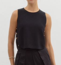 Gold side button sleeveless sweater knit top