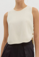Gold side button sleeveless sweater knit top