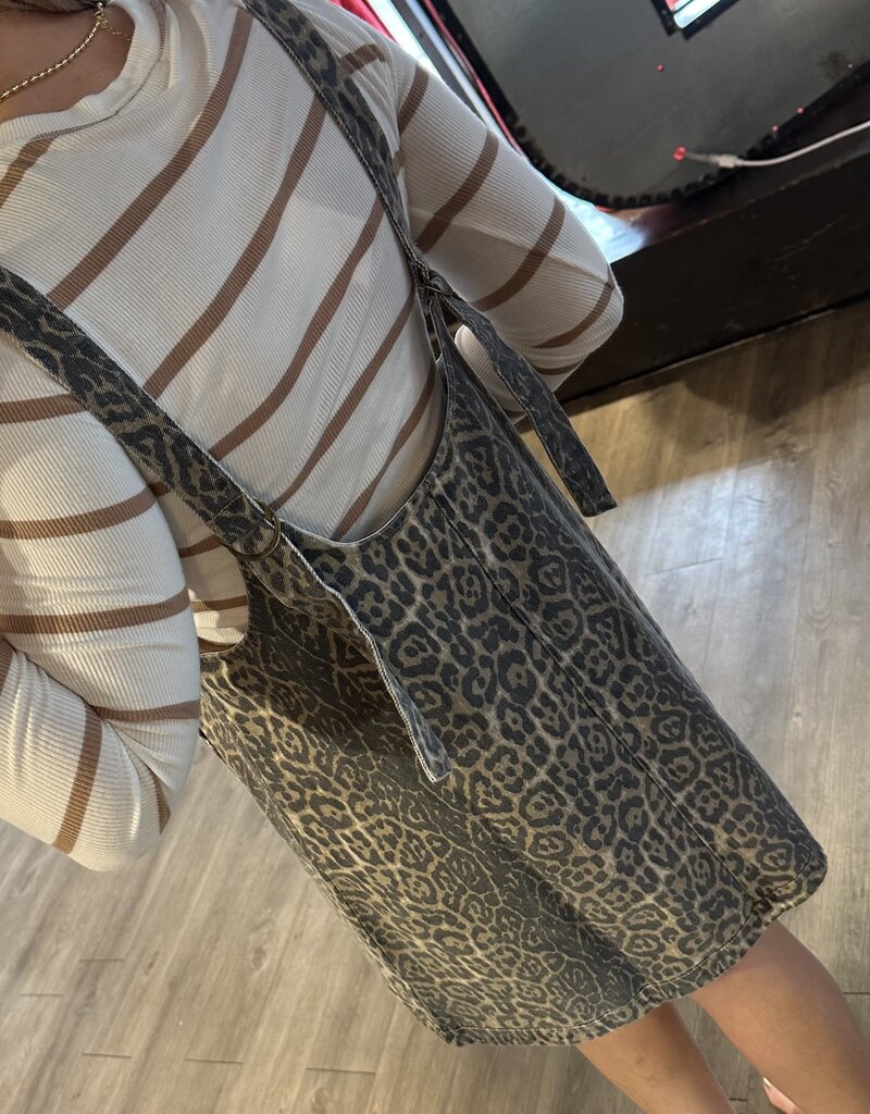 Leopard denim jumper dress
