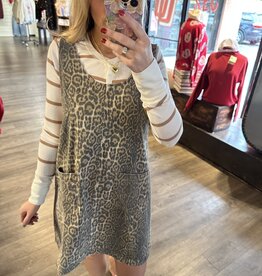 Leopard denim jumper dress
