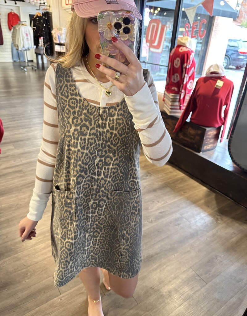 Leopard denim jumper dress