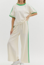 Cream set with green accented details