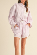 Pink ditsy floral striped set