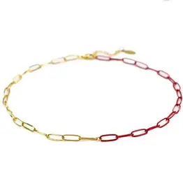Red and Gold Paperclip Necklace
