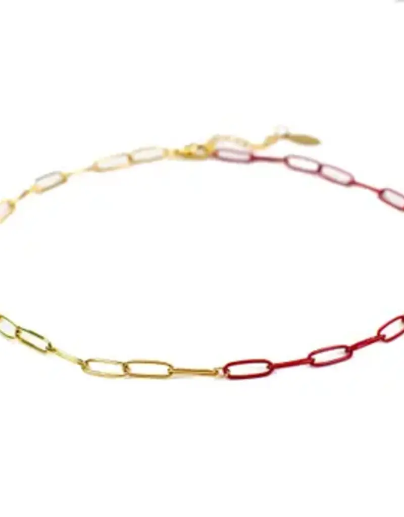 Red and Gold Paperclip Necklace