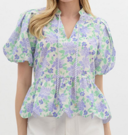 Periwinkle Floral Tie Top