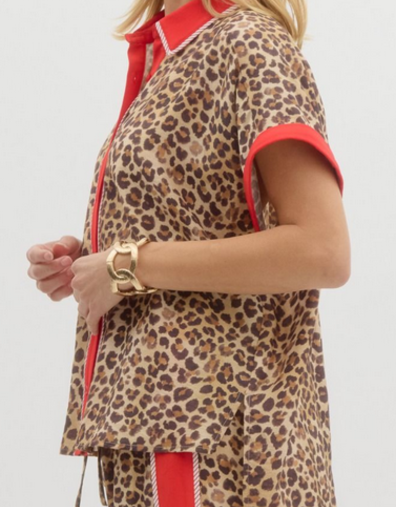 Leopard Print Button Up Shirt