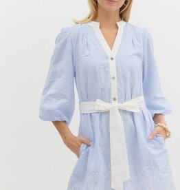 Blue Preppy Striped Dress