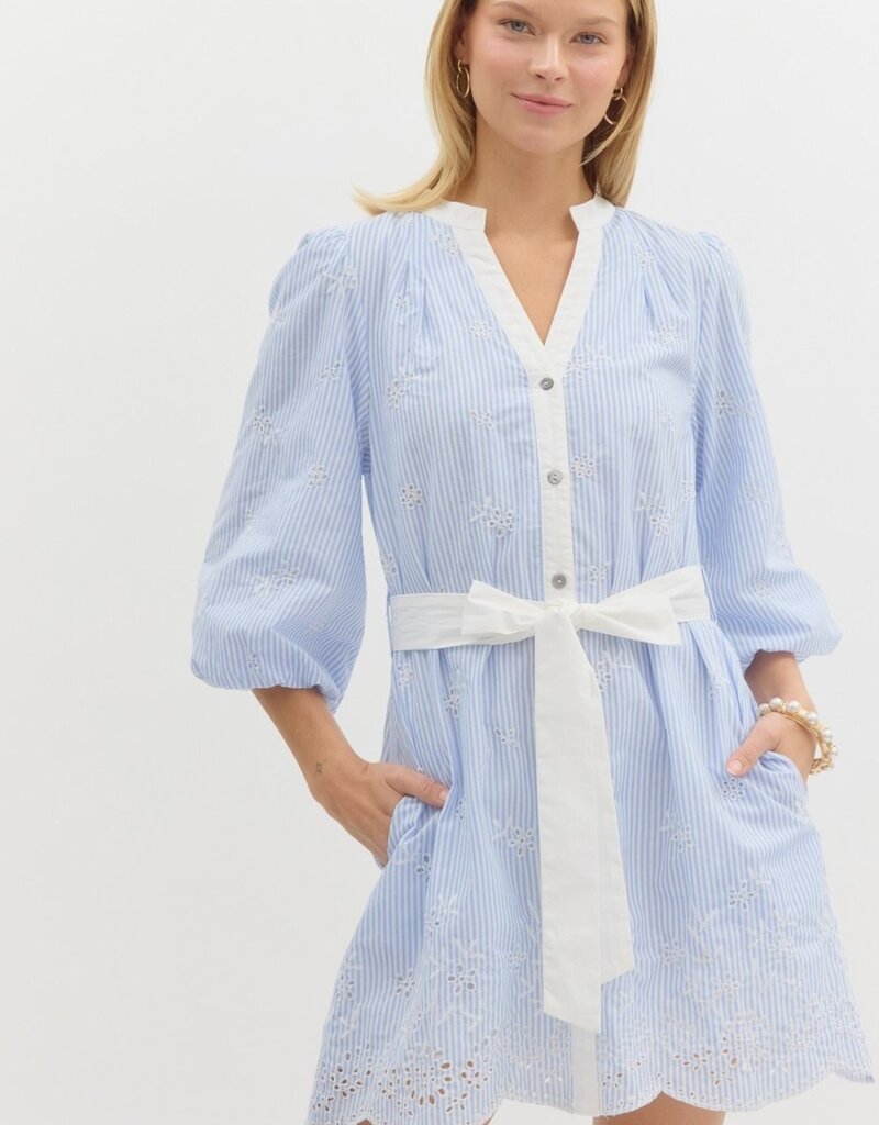 Blue Preppy Striped Dress