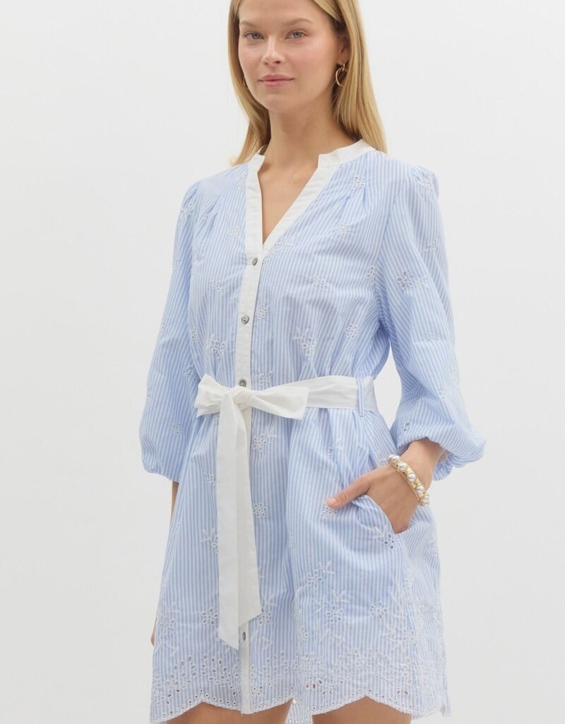 Blue Preppy Striped Dress
