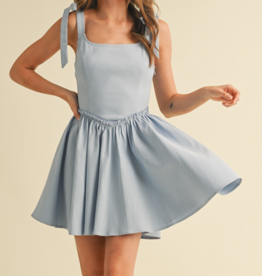 Blue Mini Lace Up Flare Dress