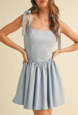 Blue Mini Lace Up Flare Dress