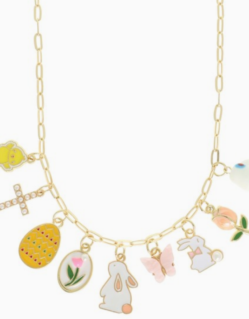 Easter Theme Jeweled Multi-Charm Necklace