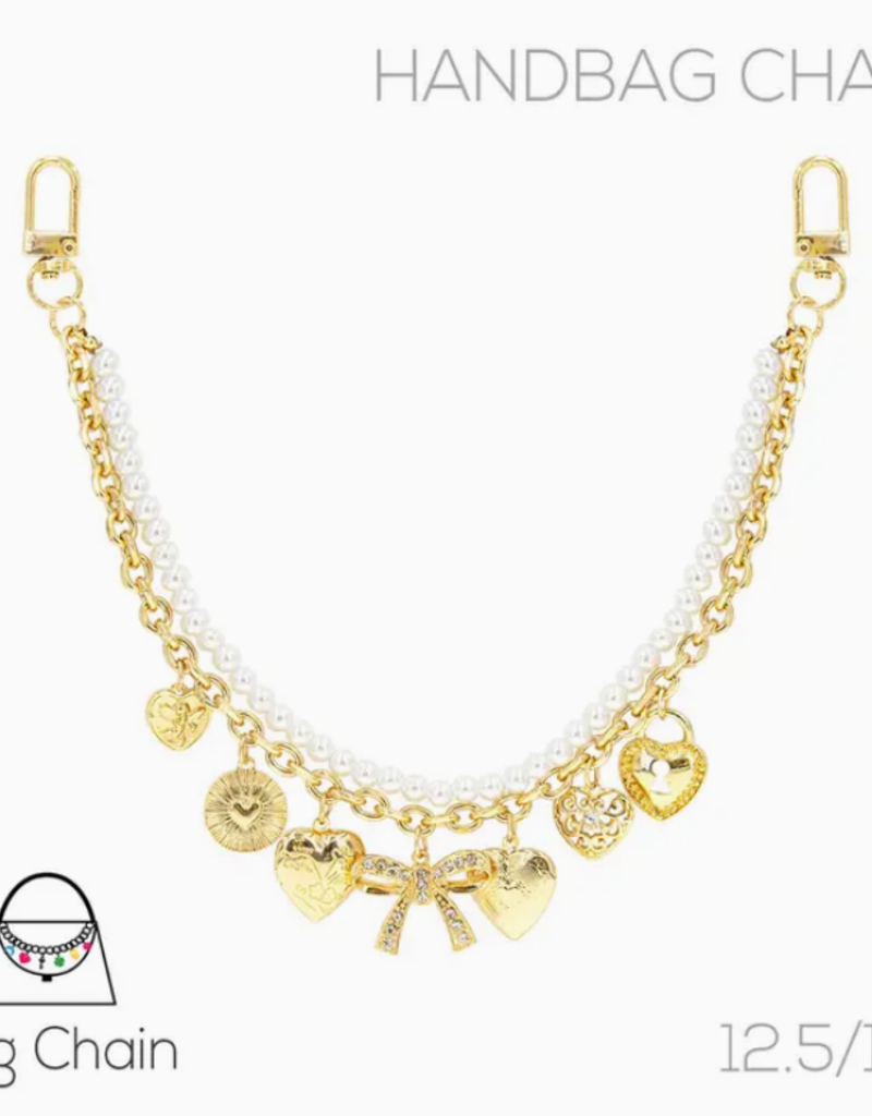 Bow Charm N  Pearl Bag Chain