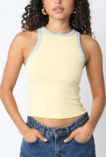 Butter Yellow Tank Top with Blue Lining