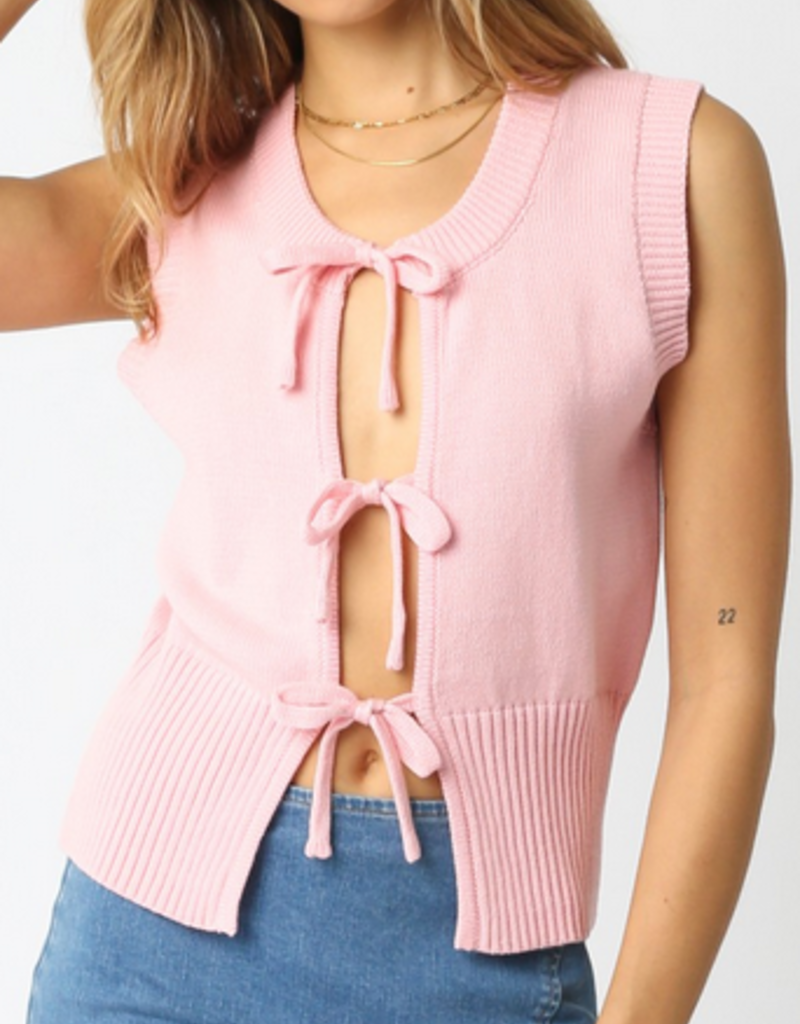 Front Tie up Knit Sweater Vest
