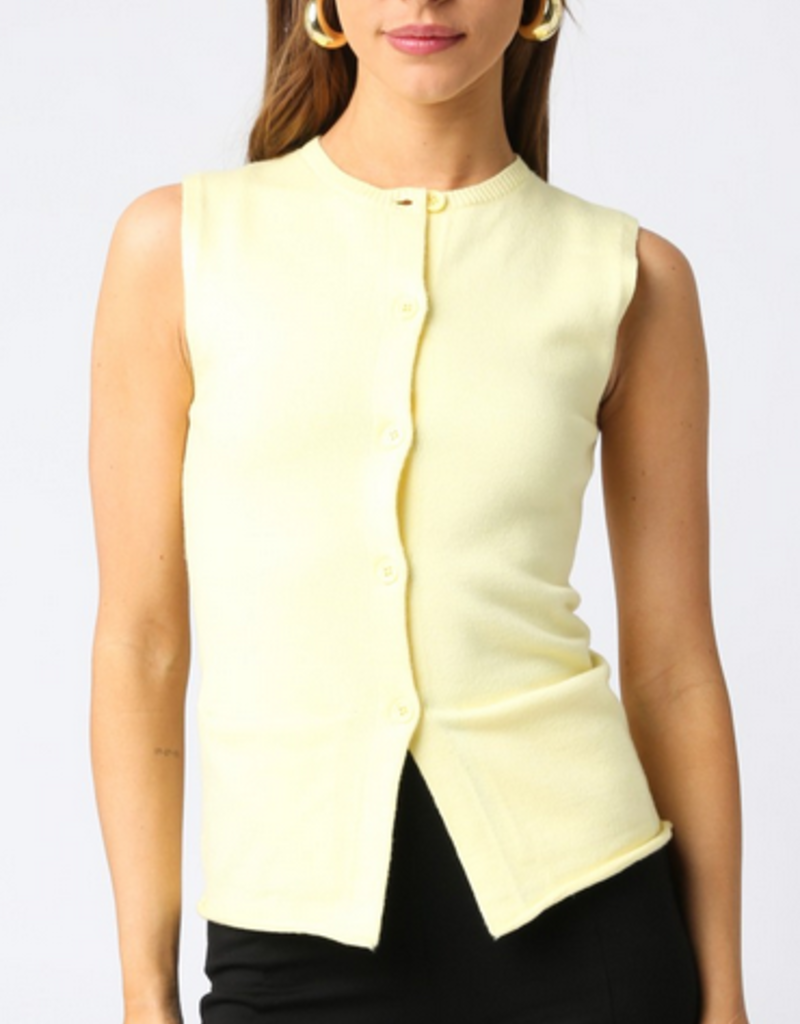 Butter Yellow Sweater Vest with Pockets