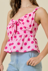 Pink Polka Dot One Shoulder Top