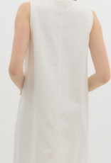 White Denim Mini Dress with Gold Buttons