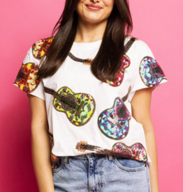 QOS  White Multi Guitars Tee