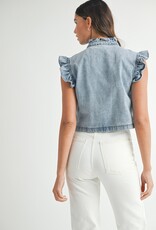 RUFFLE DETAIL DENIM VEST