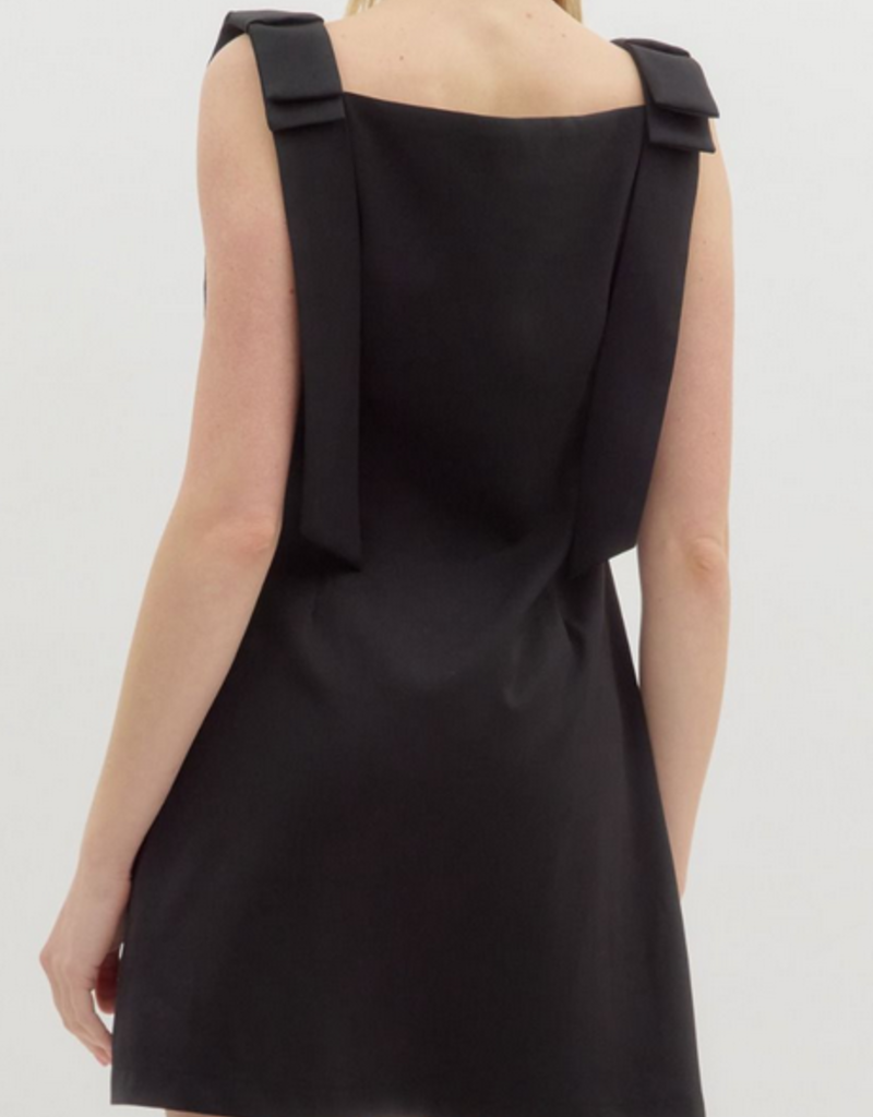 Simple Bow Black Dress